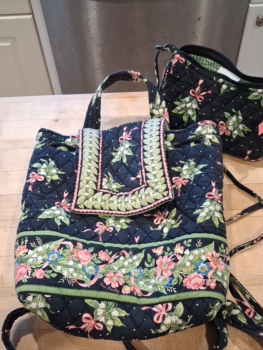 Vera Bradley 2004 New Hope Small Backpack And Purse Set